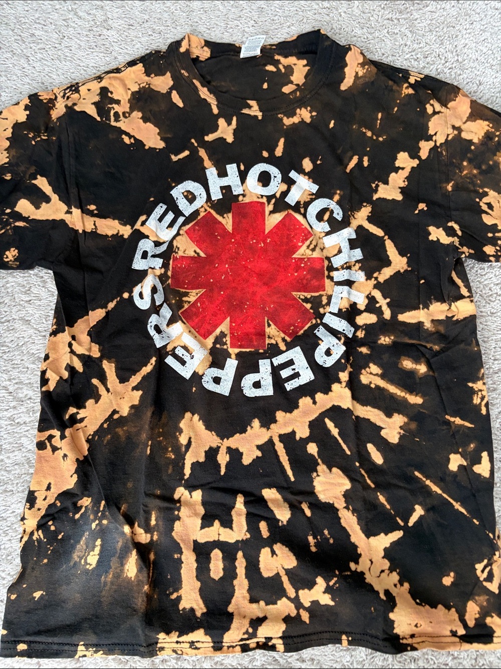Unisex Red Hot Chili Peppers Black & Orange Tie-Dye Band Tee